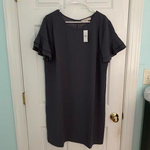 LOFT Tiered Flutter Sleeve Shift Dress